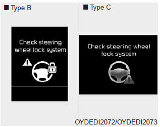 This warning message illuminates if the steering wheel does not lock normally