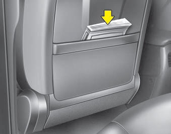 The seatback pocket is provided on the back of the front passengers seatback.