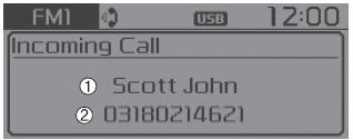 1) Caller : Displays the other partys name when the incoming caller is saved