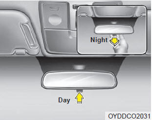 Make this adjustment before you start driving and while the day/night lever is