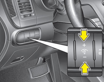 The instrument panel illumination intensity can be adjusted by pressing the control