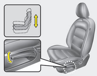 To change the height of the seat cushion push the lever upwards or downwards.