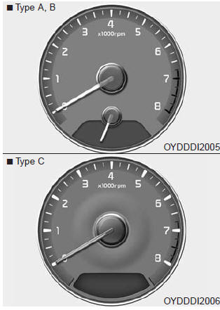 The tachometer indicates the approximate number of engine revolutions per minute