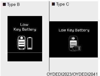 This warning message illuminates if the battery of the smart key is discharged