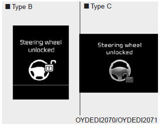 This warning message illuminates if the steering wheel does not lock when the