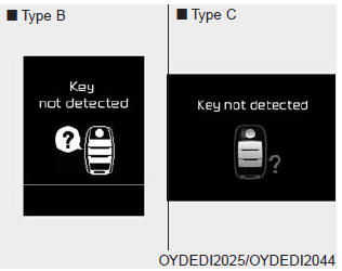 This warning message illuminates if the smart key is not detected when you press