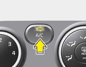 Press the A/C button to turn the air conditioning system on (indicator light
