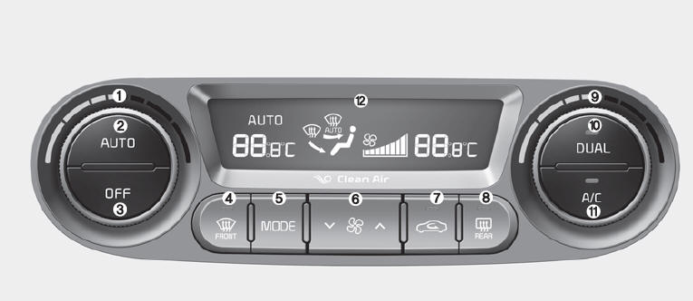 1. Drivers temperature control knob