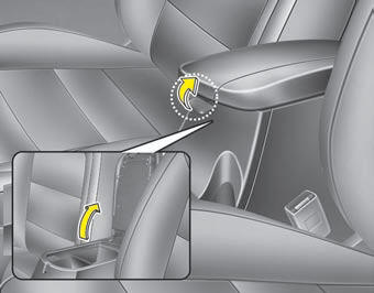 To open the center console storage, pull up the lever.