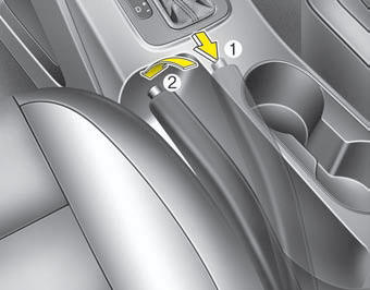 To release the parking brake, first apply the foot brake and pull up the parking