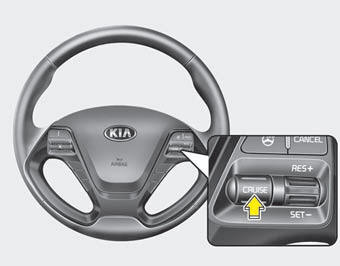 1.Press the CRUISE button on the steering wheel to turn the system on. The CRUISE