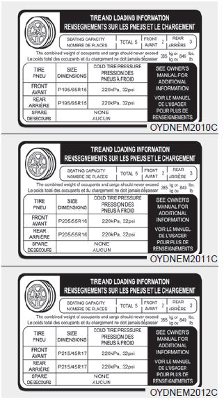 Tire and loading information label