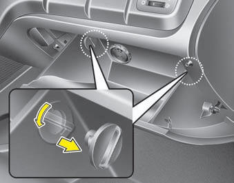 2. With the glove box open, remove the stoppers on both sides.