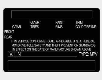 The certification label is located on the driver's door sill at the center pillar.