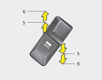 Pressing or pulling up the power window switch momentarily to the second detent