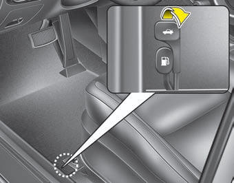 To open the trunk from inside the vehicle, pull the trunk lid release lever.