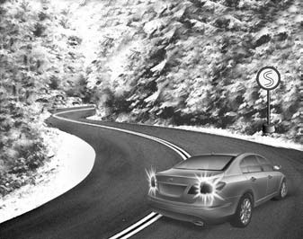 Avoid braking or gear changing in corners, especially when roads are wet. Ideally,